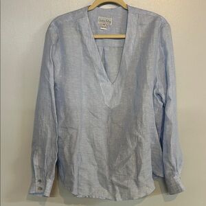 Charlotte Kellogg Palm Beach 100% Linen Blouse Long‎ Sleeve Plus Size 2X